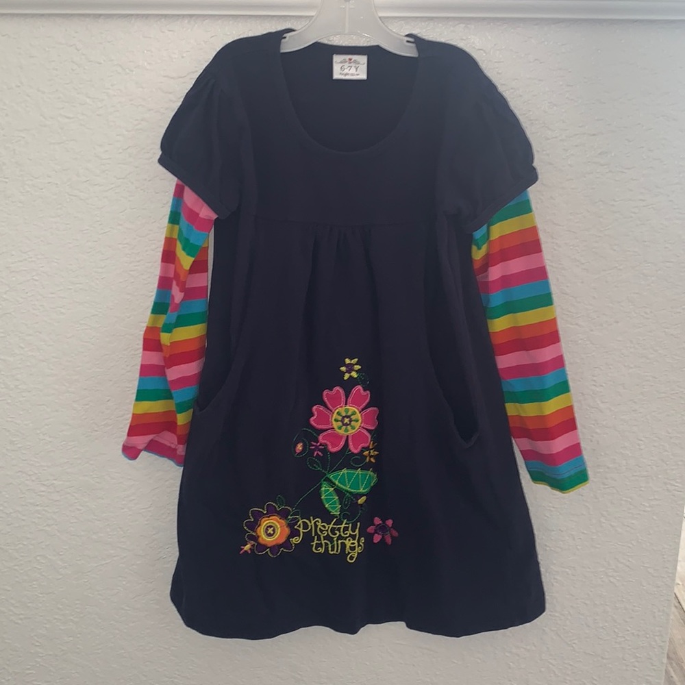 Girls 6-7 year old long sleeve pretty things dress with pockets